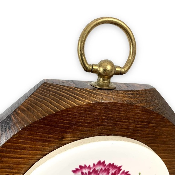 60's handcrafted JERRY SCHULTZ floral garden tile on pine wood art wall hanging - Picture 4 of 8